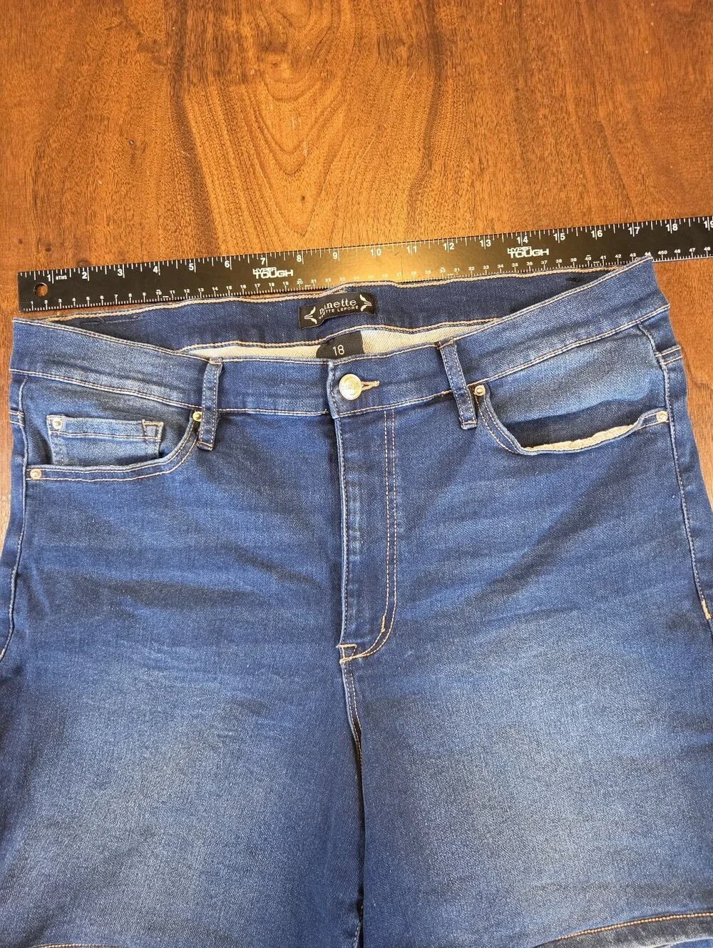 Nanette Lepore Belle High Rise Denim Cutoff Shorts Plus Size 18 Blue Jean
